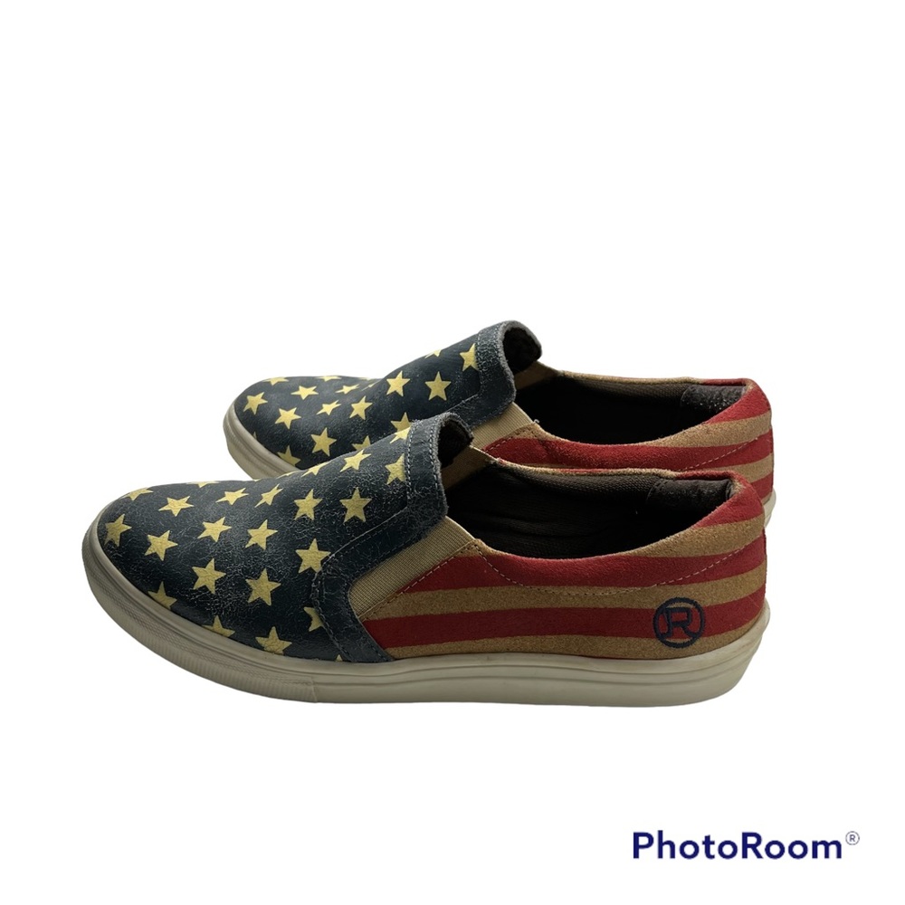 Roper Slip On Shoes American Beauty Patriotic Sanded Leather American Flag 10.5